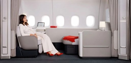 woman sitting in Air France new La Première suite