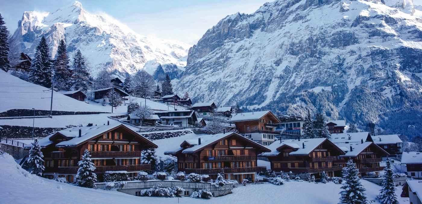 grindelwald village in snow