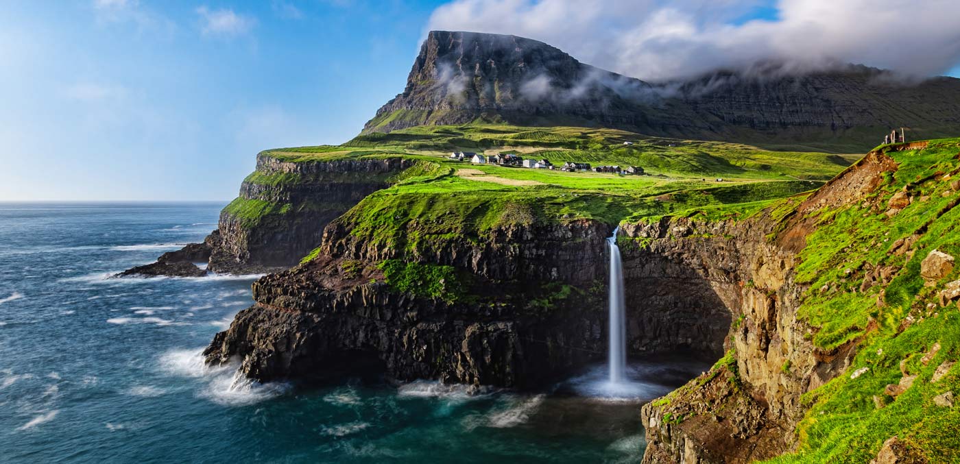 Mulafossur Waterfall in Faroe Islands