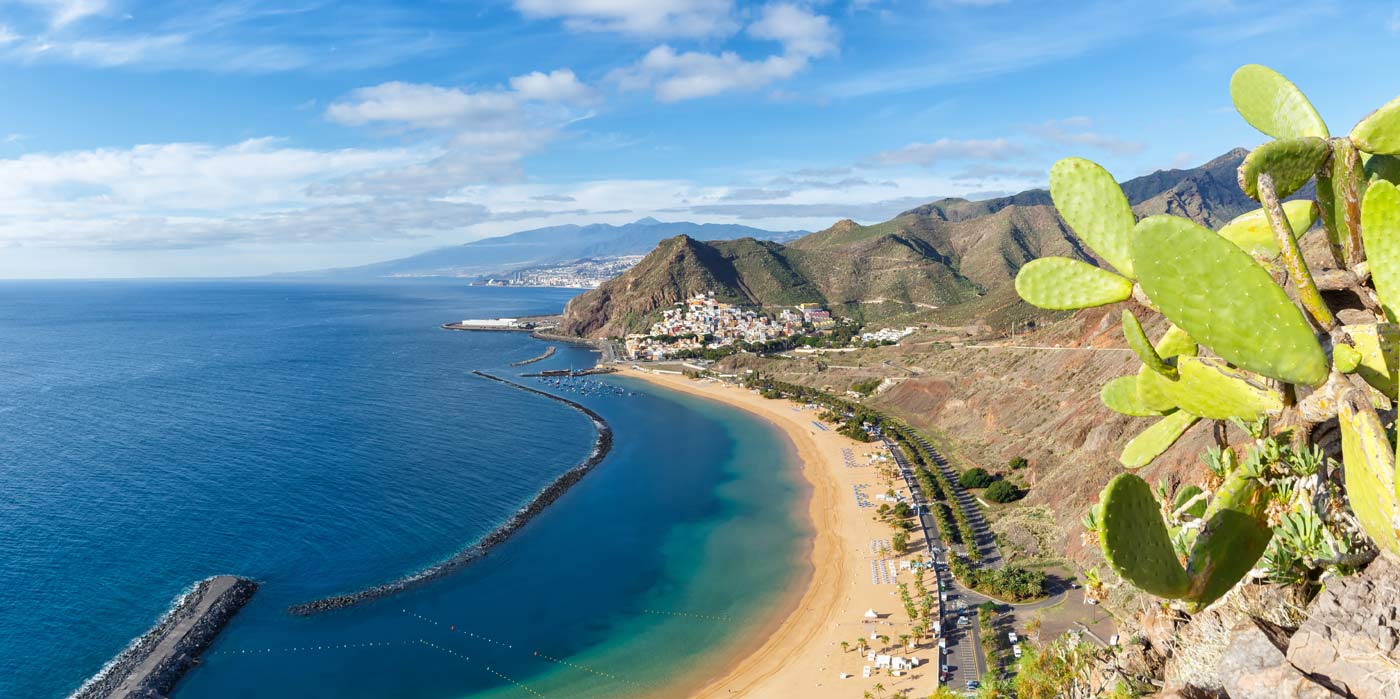Tenerife beach Teresitas Canary islands sea water travel traveling panorama Atlantic Ocean
