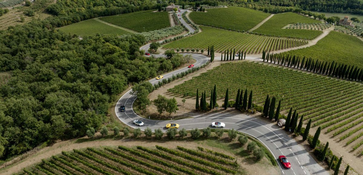 Ferrari Tour through vineyards in Tuscany