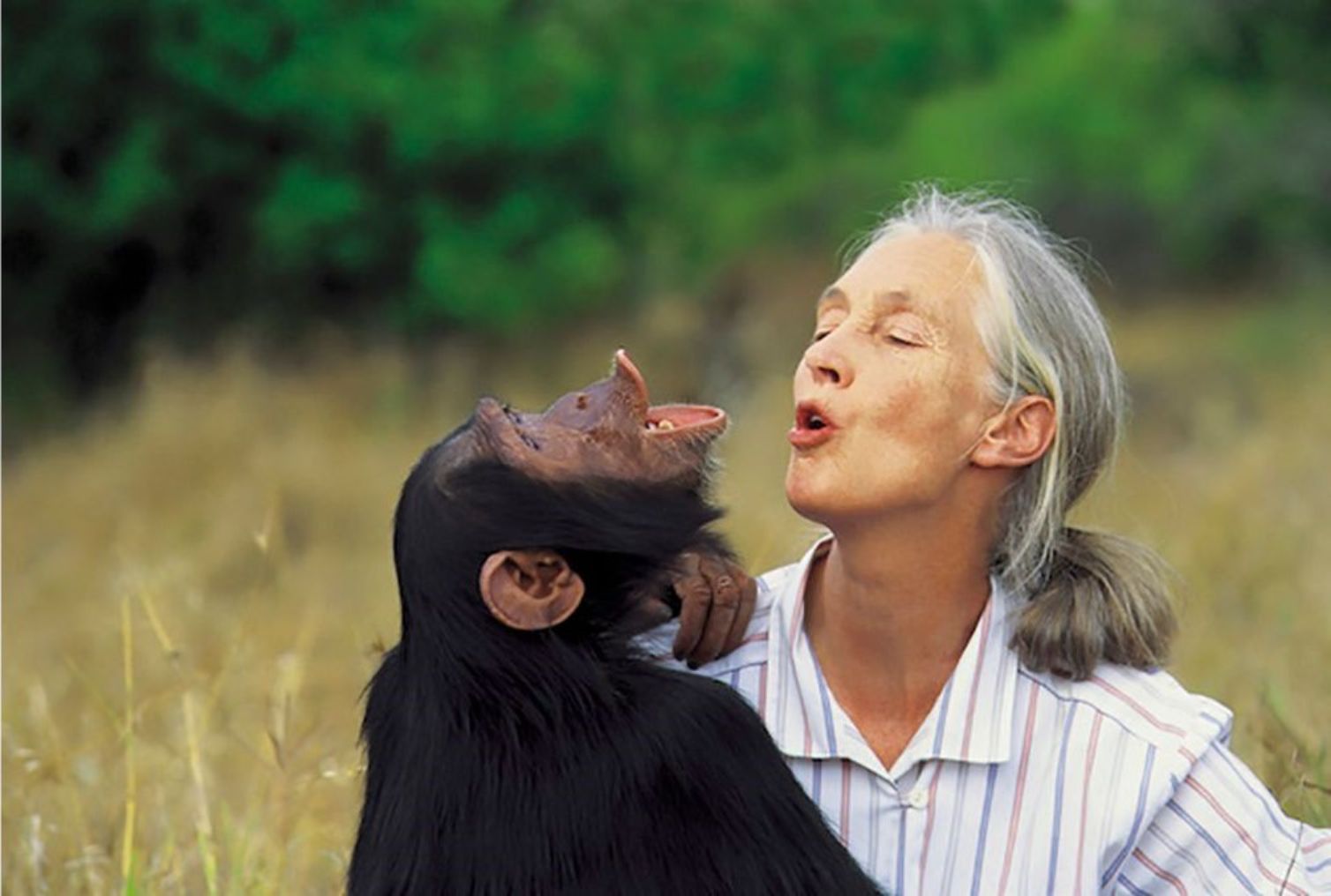 Jane Goodall with a money