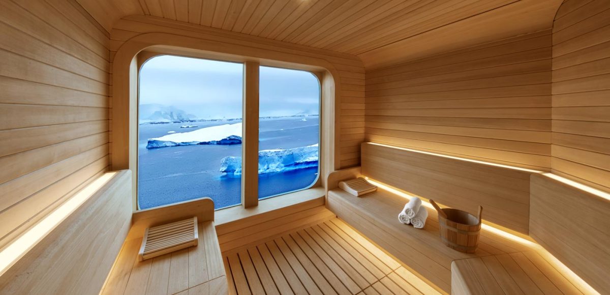 The sauna on Seabourn Venture