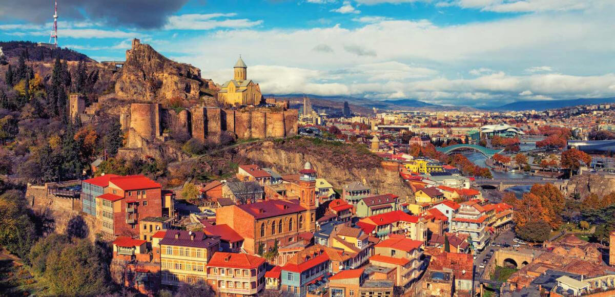 Beautiful panoramic view of Tbilisi at sunset, Georgia, Europe