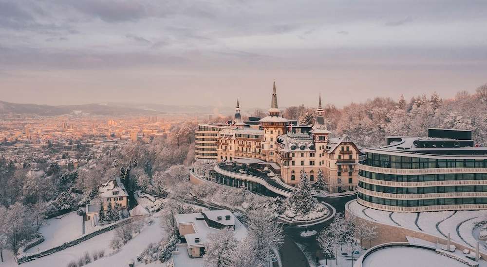 The Dolder hotel in Switzerland in winter