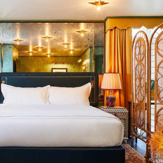 ornately decorated hotel suite