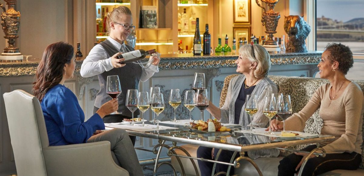 Women doing wine tasting on Uniworld River Cruise