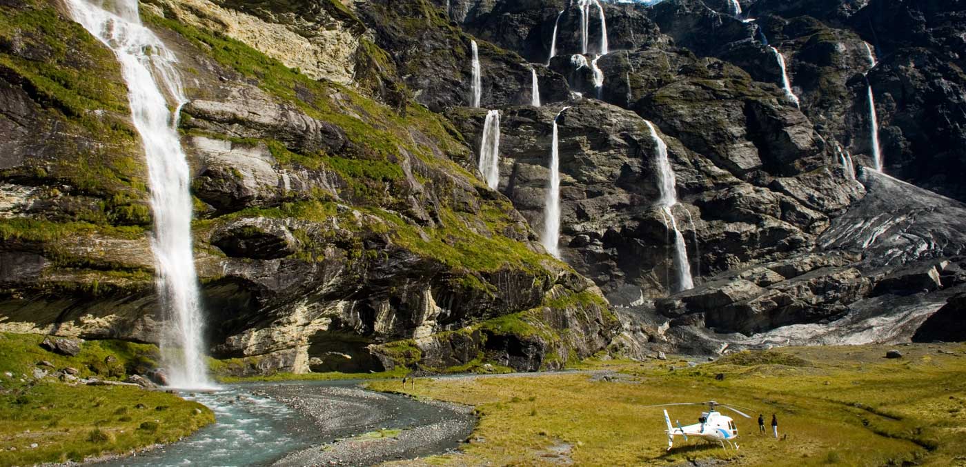 Middle earth waterfall with Alpine Luxury Tours
